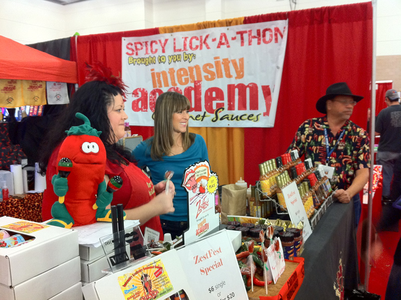 Yahoo! TV\'s Chef Allison (in blue) interviewing Intensity Academy\'s Michele Northrop
