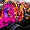 Artwork on the Bonfatto's Wing Sauce & Marinade trailer.