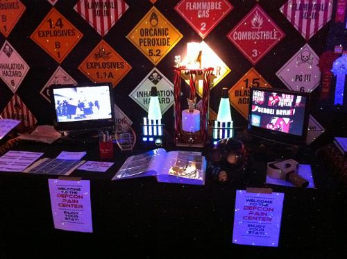 Inside the Defcon Pain Center, featuring the Deathmatch trophy.