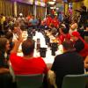 Contestants for the ice cream contest, sponsored by Velvet Cream and Crazy Uncle Jesters Inferno World.