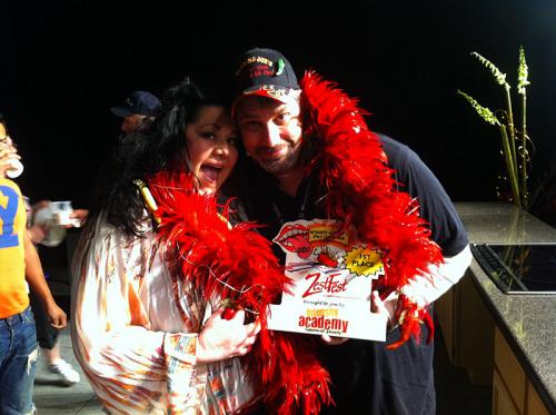 Michele Northrup and Lick-a-Thon winner Vic Clinco