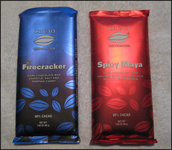 Chuao Chocolatier Firecracker Chocolate Bar and the Spicy Maya Chocolate Bar