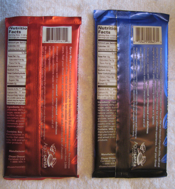 Chuao Chocolatier Firecracker Chocolate Bar and the Spicy Maya Chocolate Bar