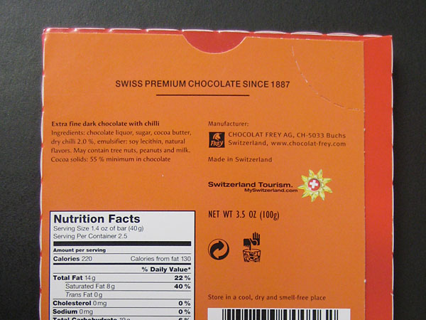 Frey Supreme Hot Chilli Pepper Dark Chocolate