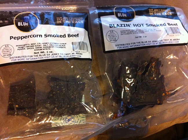 Blue Ox Jerky Co. Peppercorn Smoked Beef and BLAZIN' HOT Smoked Beef Jerky