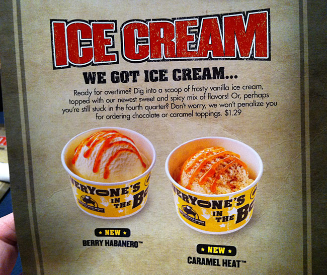 Buffalo Wild Wings Spicy Ice Cream - Berry Habanero and Caramel Heat