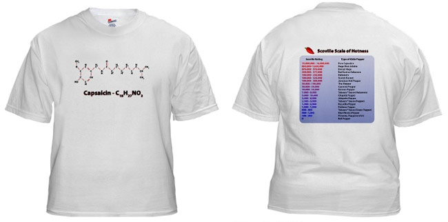 Capsaicin Molecule Shirt and Scoville Chart T-Shirt