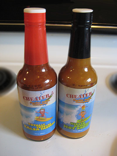 Cheater 5 Surfin' Salsa Company Totally Tubular Salsa Taquera and Killer Caribbean Hot Sauce