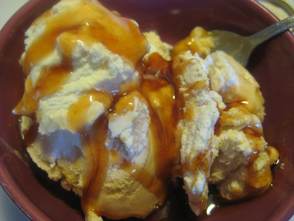 Jake Albert's Fuego Rojo Sweet Pomegranate Habanero Glaze on Ice Cream
