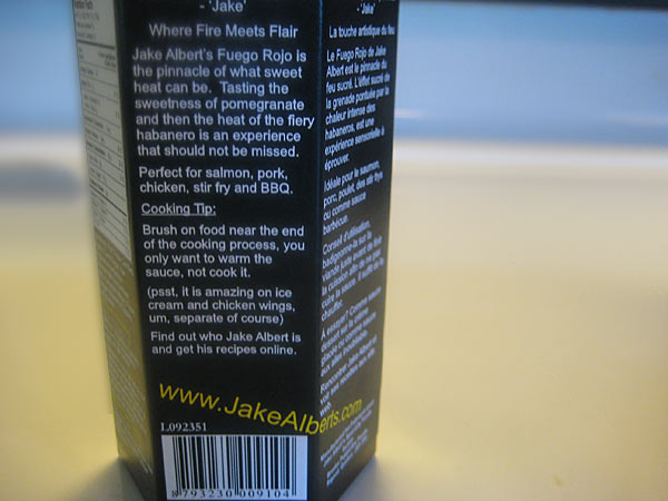 Jake Albert's Fuego Rojo Pomegranate Habanero Glaze Back Label
