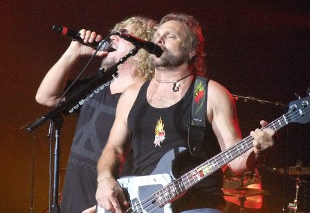 Michael Anthony and Sammy Hagar onstage