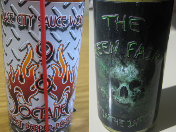 98 Octane Ghost Pepper Reserve and The Green Fairy Absinthe Inferno labels