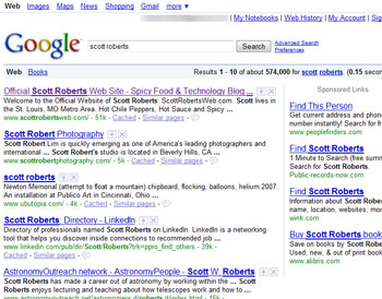 Scott Roberts #1 Search Result in Google, Yahoo!, and Ask.com