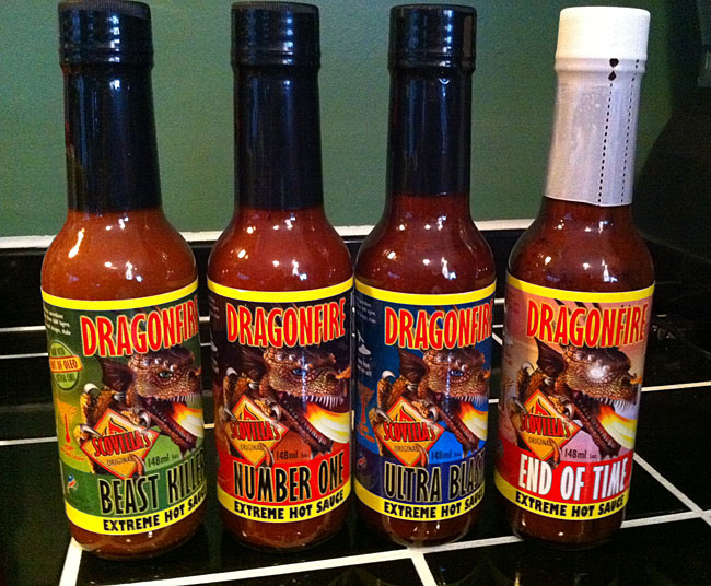 Scovilla Dragonfire Hot Sauces - Beast Killer, Number One, Ultra Blast and End of Time