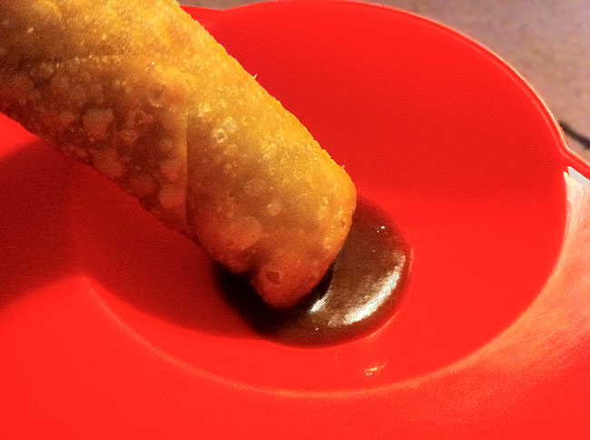 Thai Fuzion Sweet and Spicy Dipping Hot Sauce with egg rolls