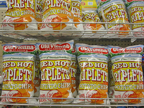 Red Hot Riplets Potato Chips on Rack