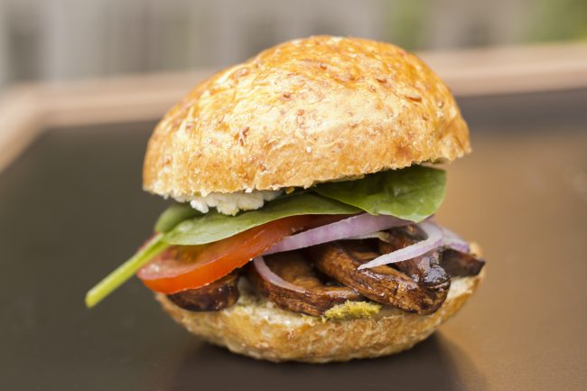 BBQ Portobello Mushroom Burgers with lemon